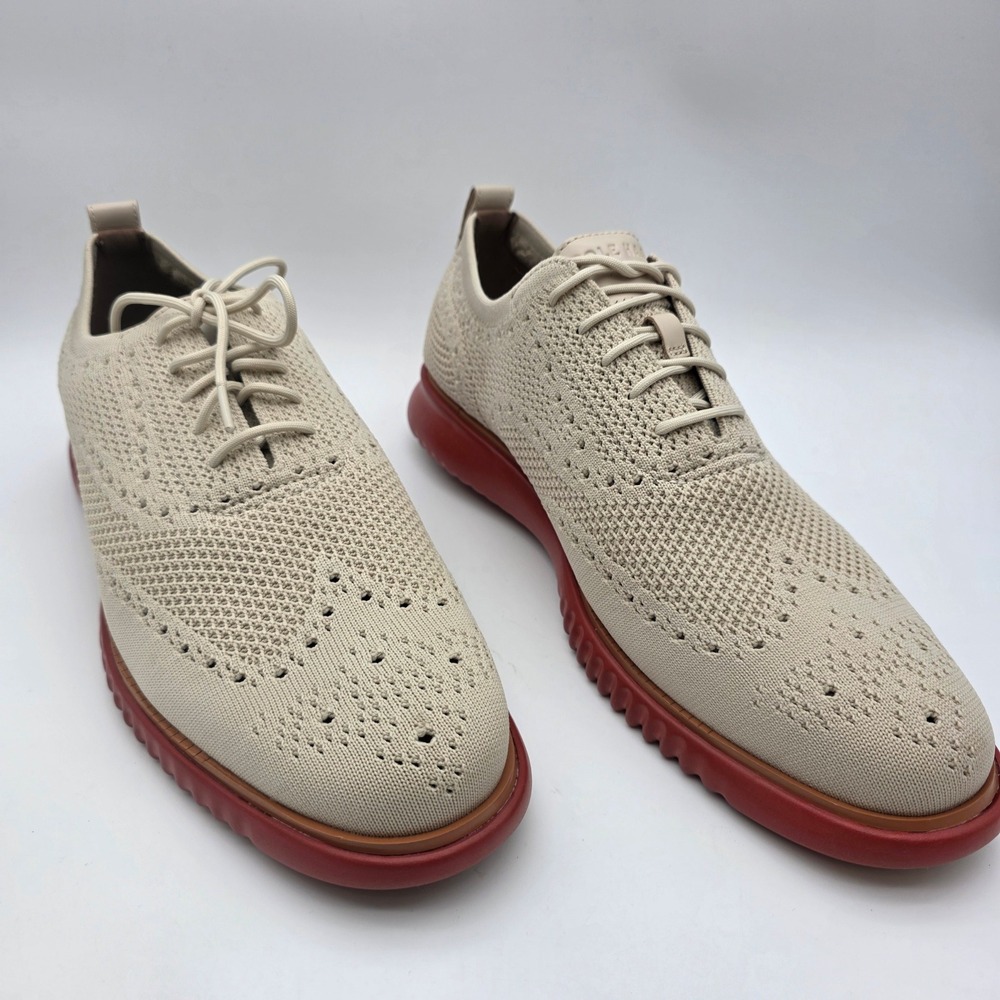 Cole Haan Zerogrand Stitchlite Oxford Men's Wingtip Knit Beige Red Size 12M
